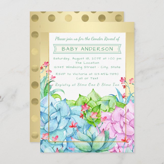 Invitaciones a revelar género de Baby Shower exito (Anverso / Reverso)