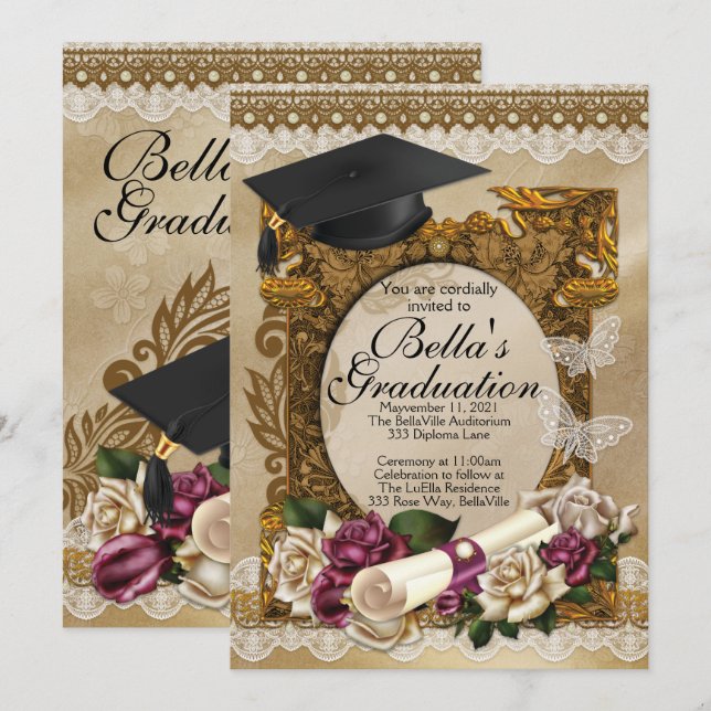 Invitaciones a Rosa de Graduación (Anverso / Reverso)