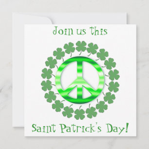 Invitaciones a señas de signo de paz verde afortun