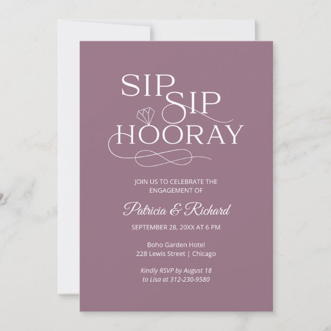 Invitaciones a Sip Sip Hooray Engagement Party (Anverso)