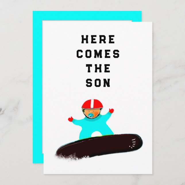 Invitaciones a Snowboarder de Baby Shower (Anverso / Reverso)