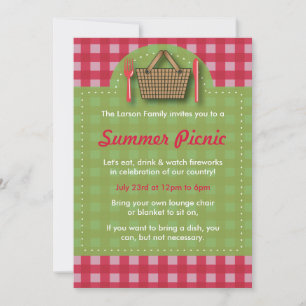 Invitaciones a Summer Picnic Gingham