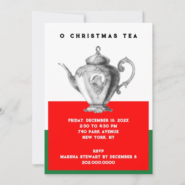 Invitaciones a Té de Navidad (Anverso)