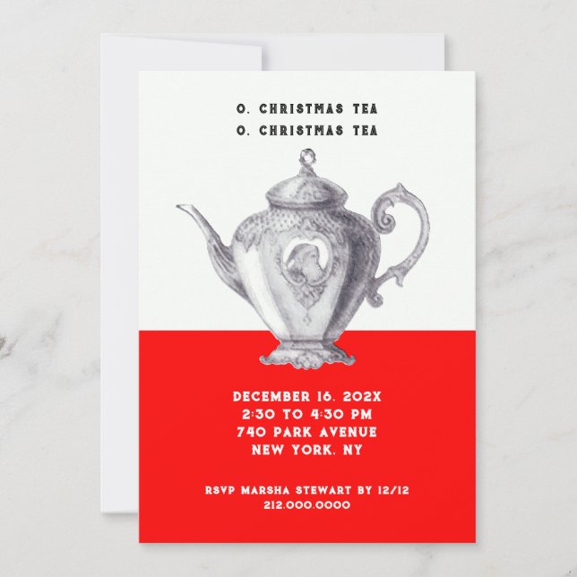 invitaciones a té de vacaciones (Anverso)