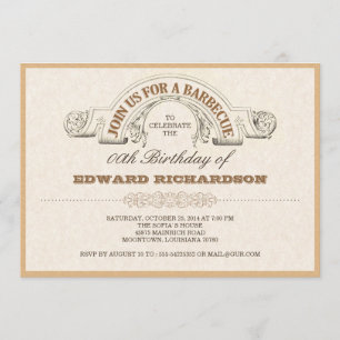 Invitaciones a tipografía vintage fiesta BBQ