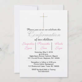 Invitaciones a trillizos rosados de confirmación