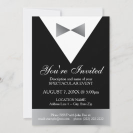Invitaciones a Tuxedo negro y plateado| Formal mod