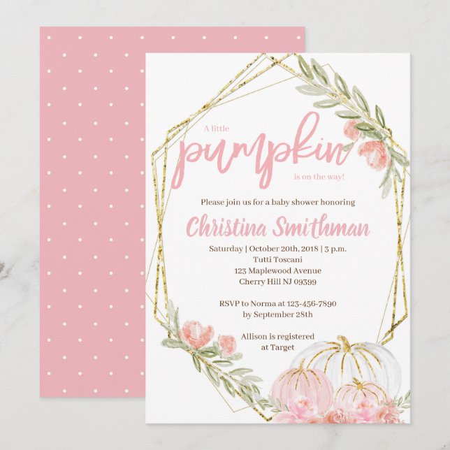 Invitaciones A Un Chica Para Beber De Calabaza (Anverso / Reverso)