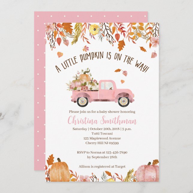 Invitaciones A Un Chica Para Caer En Bebé (Anverso / Reverso)