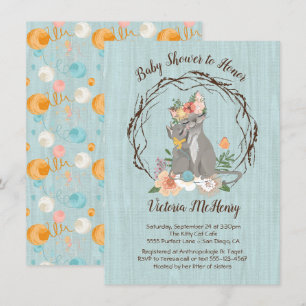 Invitaciones a un gatito gato gatito y a una ducha