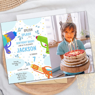 Invitaciones a un juego de agua verde con foto