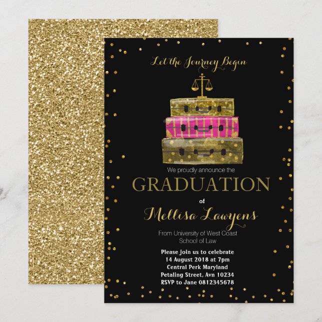 Invitaciones a un partido de graduación legal (Anverso / Reverso)