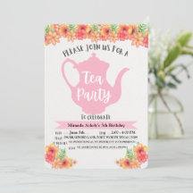 Invitaciones a un partido de té para Chicas