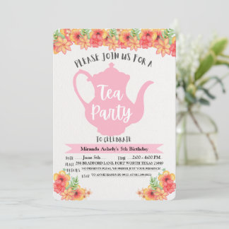Invitaciones a un partido de té para Chicas