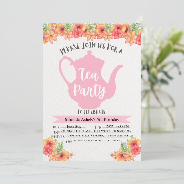 Invitaciones a un partido de té para Chicas