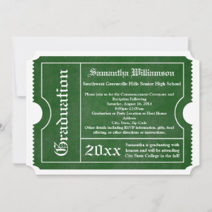 Invitaciones a un vale de graduación verde clásico