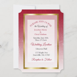 Invitaciones a una boda con temática roja y de oro