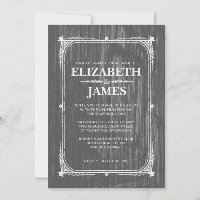 Invitaciones a una boda de madera de pajarera de r (Anverso)