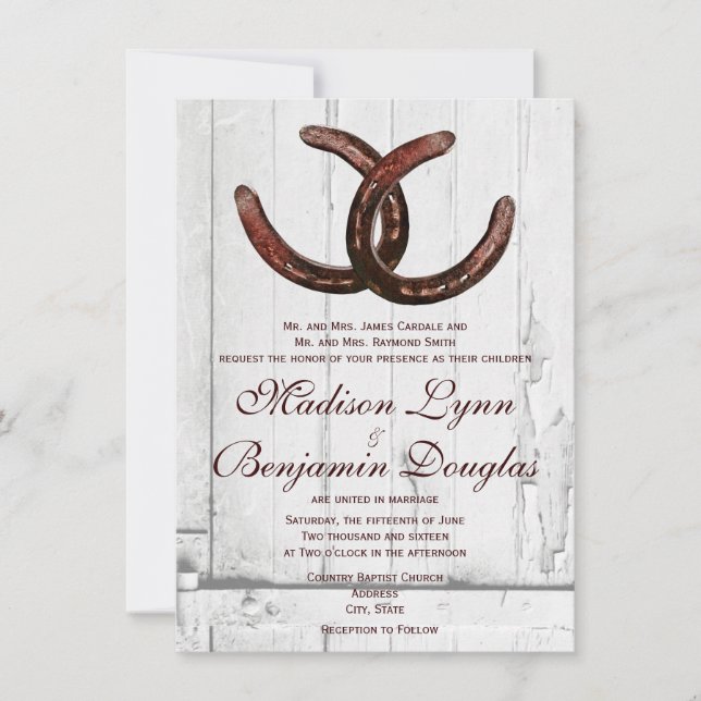 Invitaciones a una boda de madera en el campo de l (Anverso)
