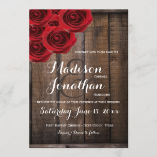 Invitaciones a una boda de maderas de color rojo e