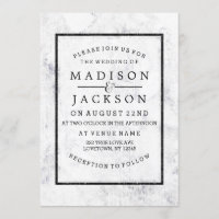 Invitaciones a una boda de mármol blanco y gris de