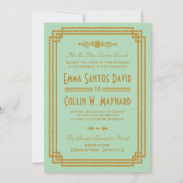 Invitaciones a una boda de menta en Art Deco simpl