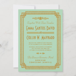 Invitaciones a una boda de menta en Art Deco simpl