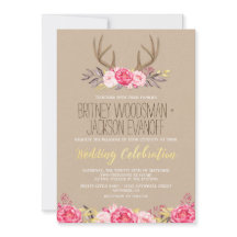 Invitaciones a una boda de Peony y Antler Rústico