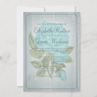 Invitaciones a una boda floral rústica Verde azula