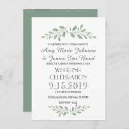 Invitaciones a una boda floral verde