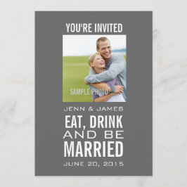 Invitaciones a una boda fotográfica gris-moderna