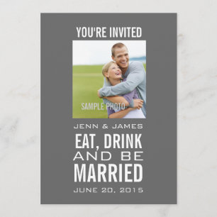 Invitaciones a una boda fotográfica gris-moderna