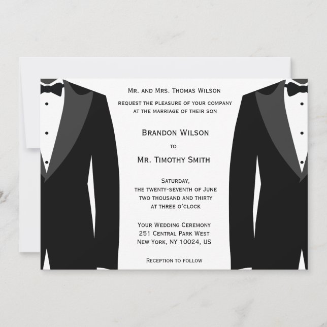 Invitaciones a una boda gay personalizado en blanc (Anverso)