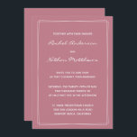 Invitaciones a una boda Minimalista rosada con Ros<br><div class="desc">Invitaciones de boda contemporáneas - CAMBIAR el color de fondo a cualquier color! Hemos mostrado el hermoso Rosa viejo rosado. Acentos rectangulares - ELIMINAR o CAMBIAR el color! CAMBIAR las fuentes, el texto, el color del texto. Utilice esta plantilla para diseñar sus propias invitaciones de boda únicas y piezas de...</div>