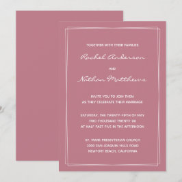 Invitaciones a una boda Minimalista rosada con Ros