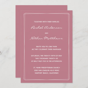 Invitaciones a una boda Minimalista rosada con Ros