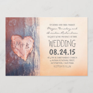 Invitaciones a una boda rústica de árboles del cor