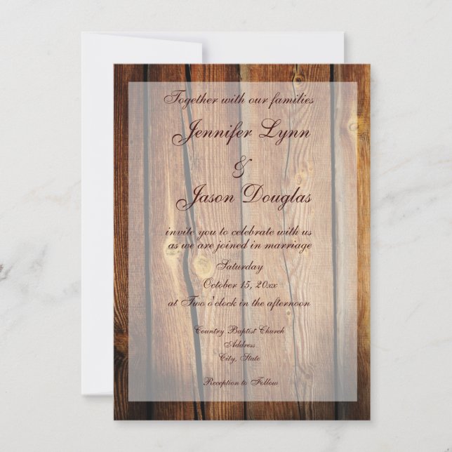 Invitaciones a una boda rústica de artesanía (Anverso)