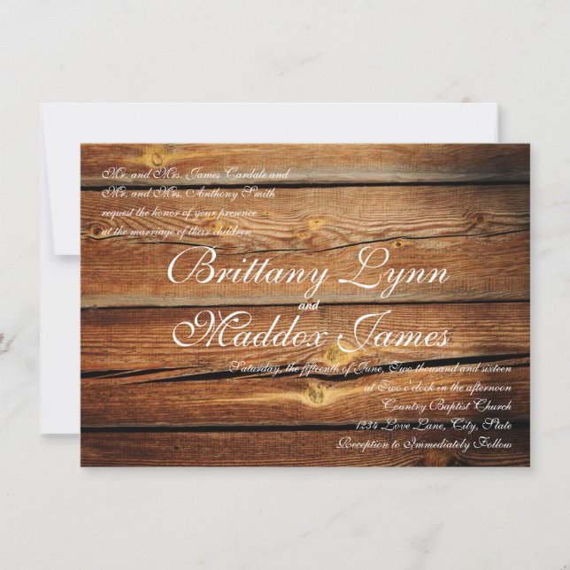 Invitaciones a una boda rústica de artesanías (Anverso)