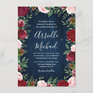 Invitaciones a una boda rústica de invierno floral