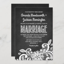 Invitaciones a una boda rústica en Chalkboard y La