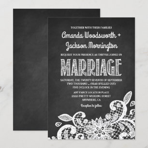 Invitaciones a una boda rústica en Chalkboard y La