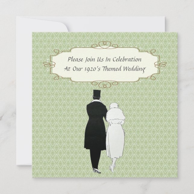Invitaciones a una boda temática de los años 20 (Anverso)