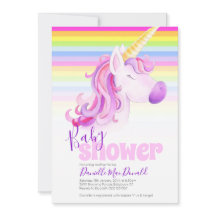 Invitaciones a una ducha de bebé con arco iris de