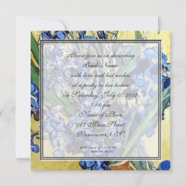 invitaciones a una ducha de novia. (Anverso)