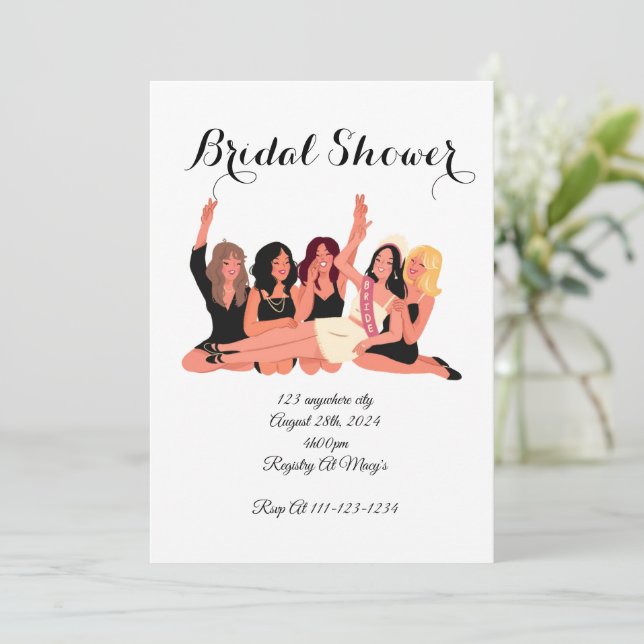 invitaciones a una ducha de novia blanca (Anverso de pie)