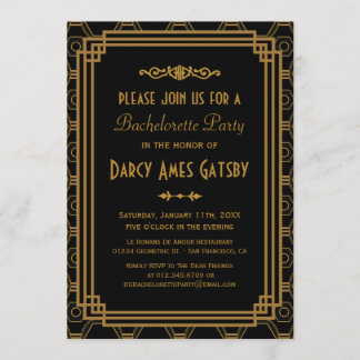 Invitaciones a una fiesta de Bachelorette Art Déco