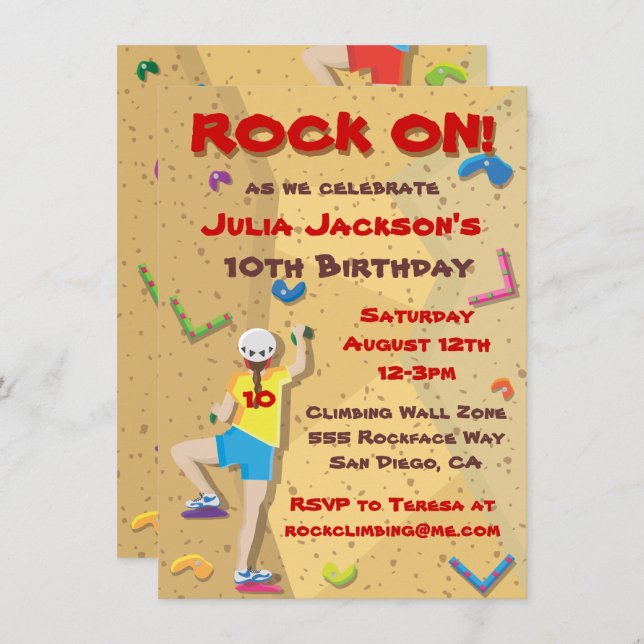 Invitaciones a una fiesta de escalada de rock (Anverso / Reverso)