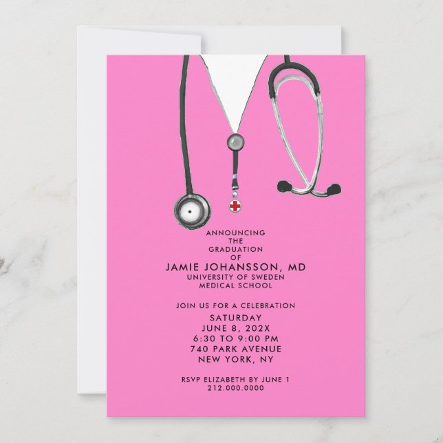 Invitaciones a una fiesta de graduación de médicas (Anverso)