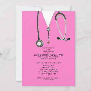 Invitaciones a una fiesta de graduación de médicas